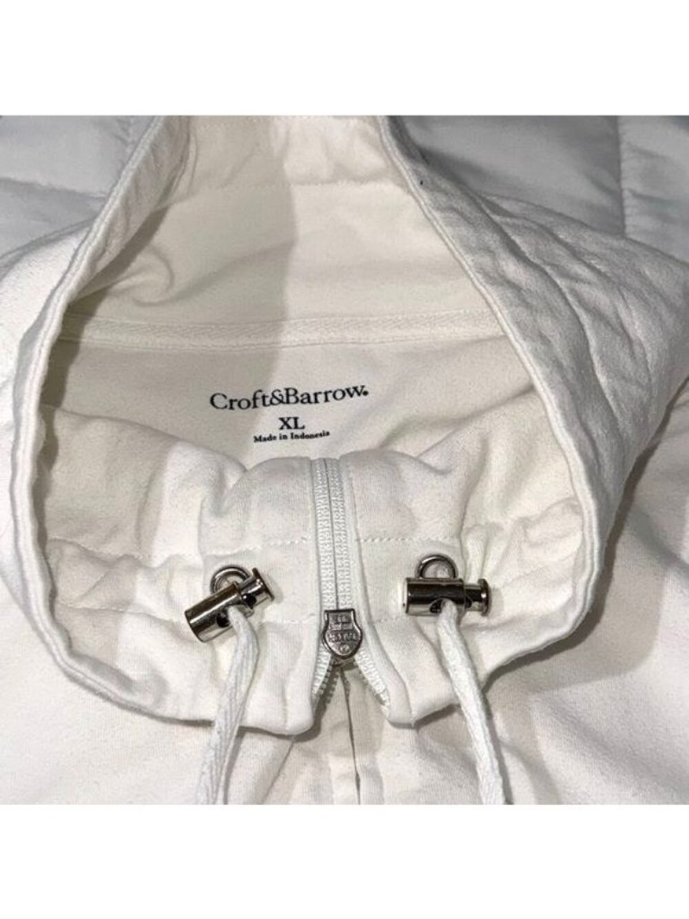 Womens White Zip-Up Jacket Croft & Barrow XL Cotton Blend Lightweight Hoodie - Picture 4 of 8